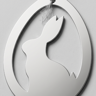 Modern Rabbit Silhouette Metal Ornament