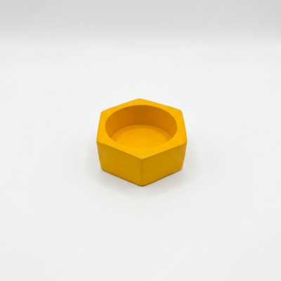 Hexagon Tealight Candle Holder – Modern Concrete Decorative Candle Stand (Yellow)