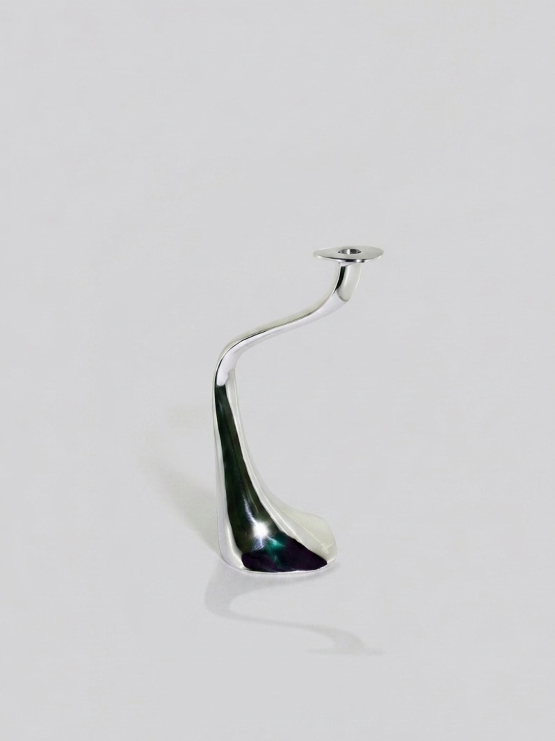 Modern S-Curve Aluminum Taper Candle Holder