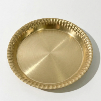 Handcrafted Hammered Stainless steel  Thali with Gold PVD work