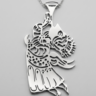 Silver Angel with Trumpet Christmas Ornament