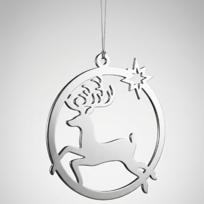 Silver Reindeer & Star Christmas Ornament