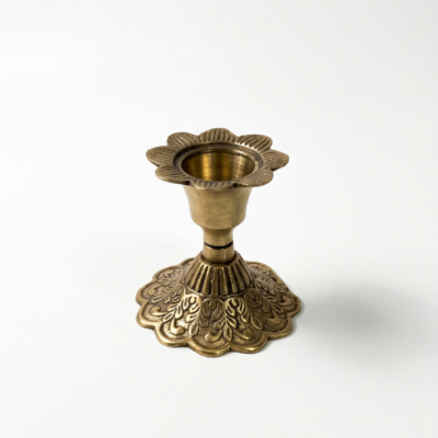 Vintage Lotus-Inspired Brass Taper Candle Holder