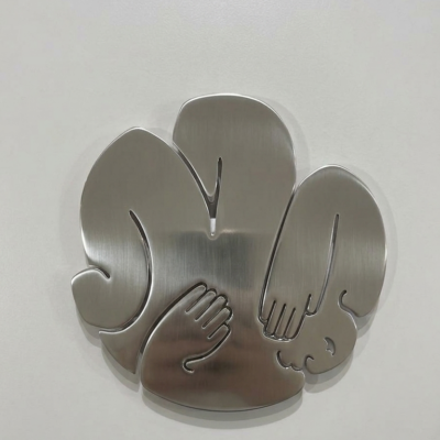 Embrace Abstract Line-Art Metal Trivet