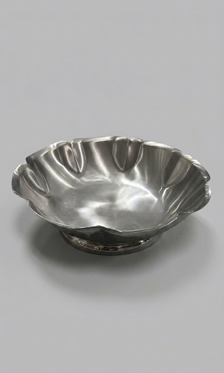 Aura Scalloped Metal Centerpiece Bowl