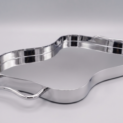 Wavy-Edge High-Polish Serving Tray