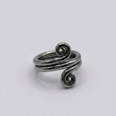 Silver Double Spiral Bypass Ring