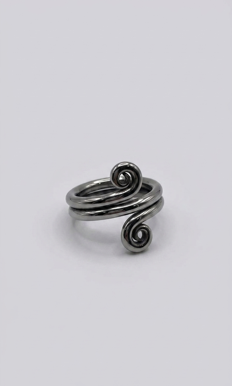 Silver Double Spiral Bypass Ring