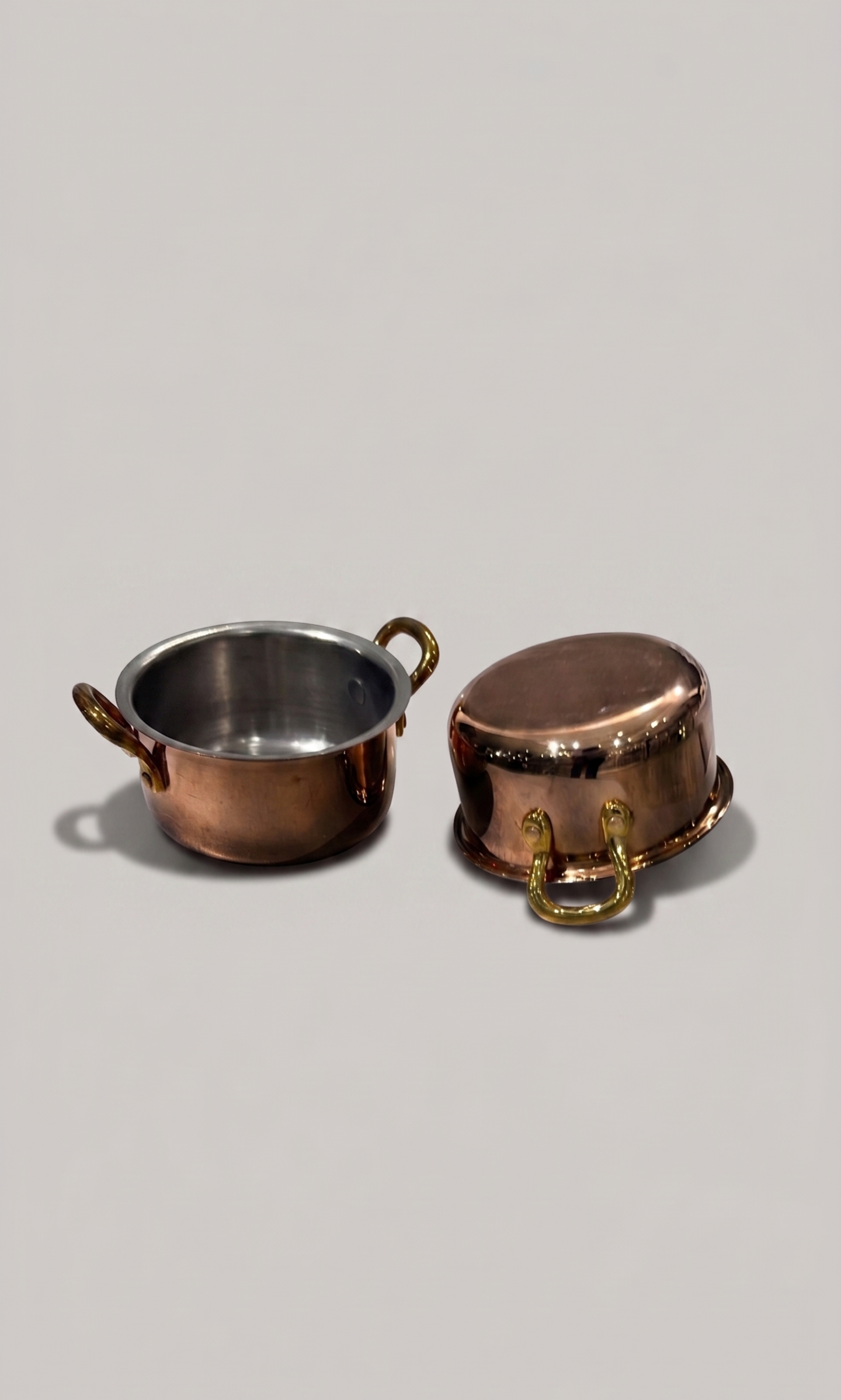handcrafted copper-finished mini cocottes