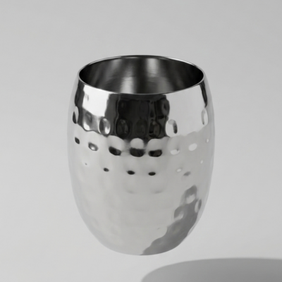 Eclipse Sculptural Hammered Metal Cup