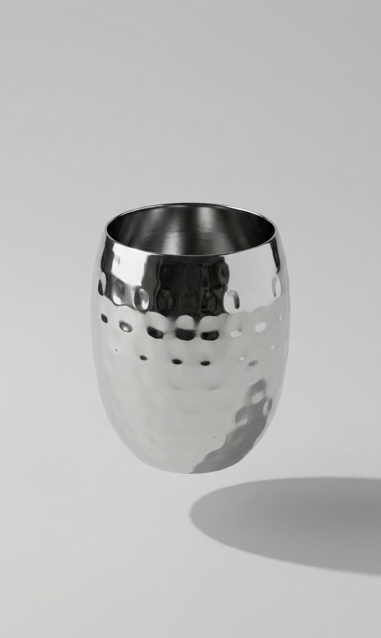 Eclipse Sculptural Hammered Metal Cup