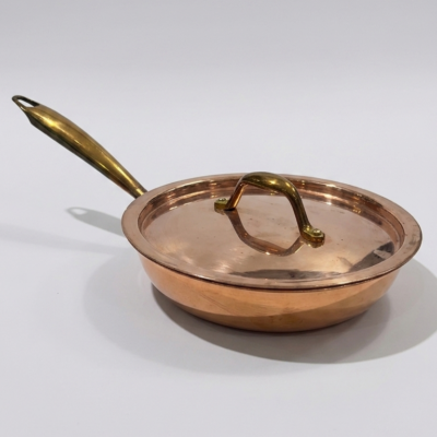 Copper Sauté Pan with Brass Handle & Lid
