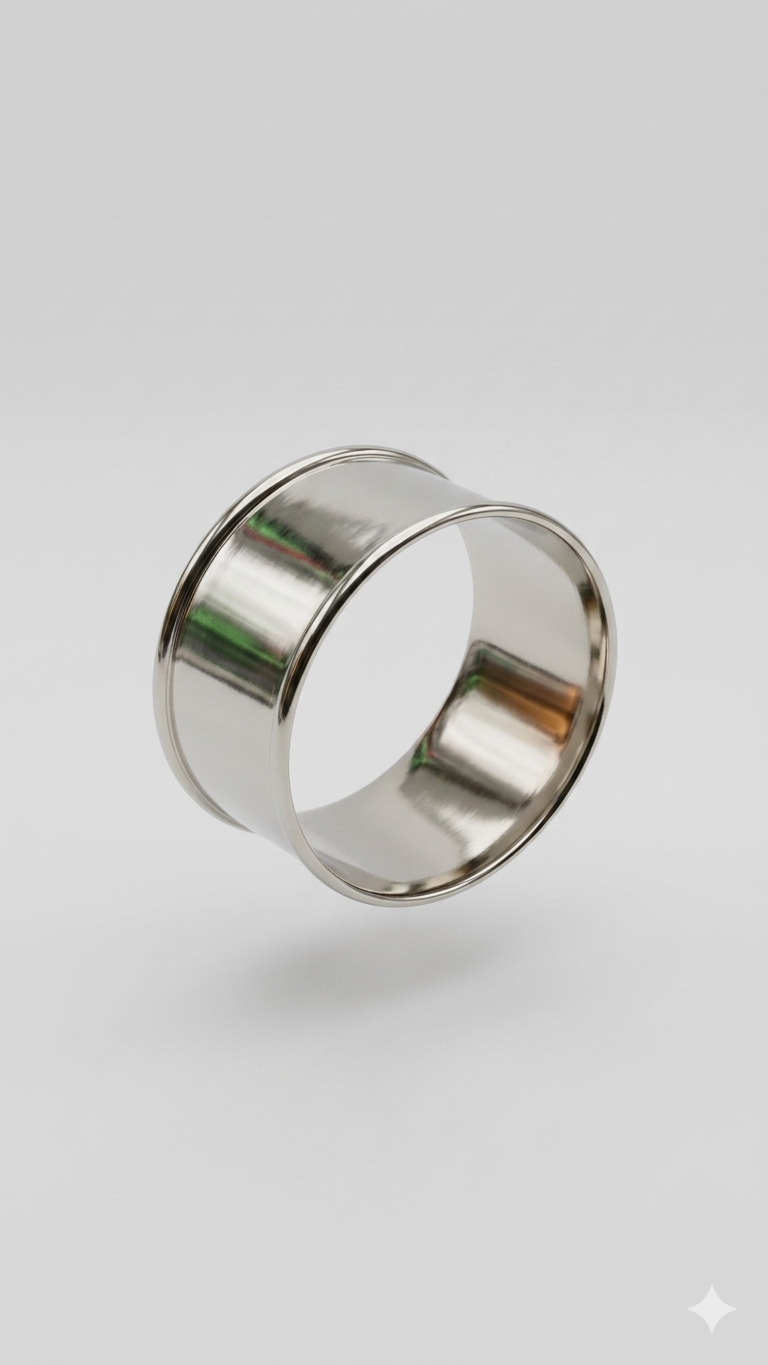Polished Silver Flanged Napkin Ring