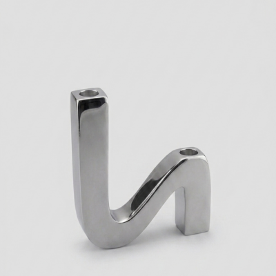 Asymmetric Ribbon Silver Double Taper Holder