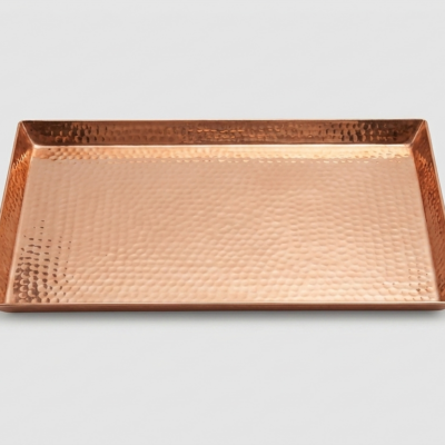 Hammered Copper Rectangular Serving Tray