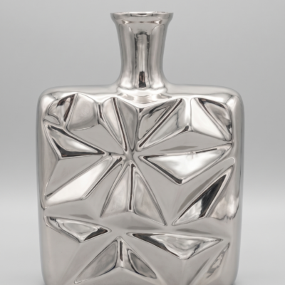 Prismatic Faceted Chrome Vase