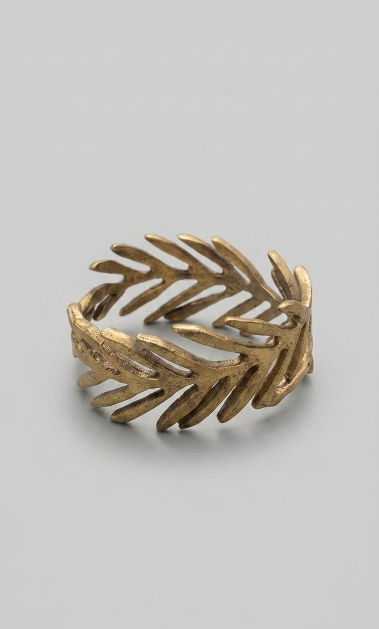 Laurel Antiqued Brass Napkin Ring