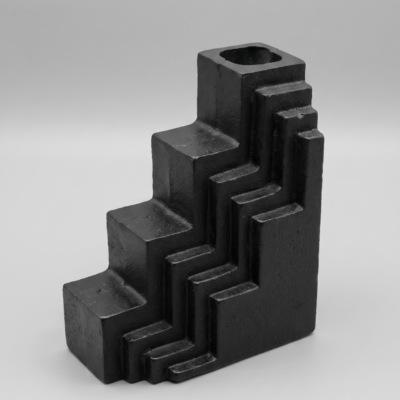 Matte black architectural candle holder