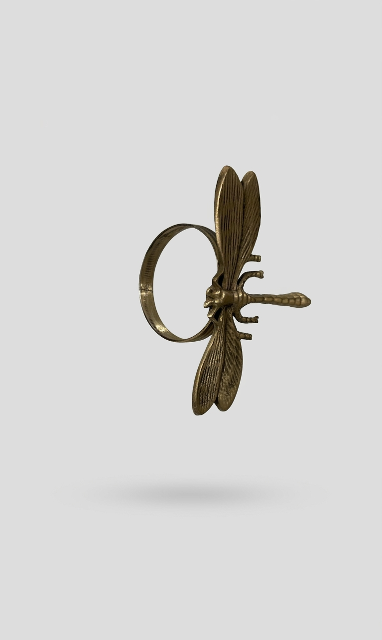 Antique Brass Dragonfly Napkin Ring
