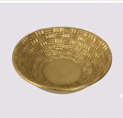 Textured Metallic Basket-Weave Bowl.
